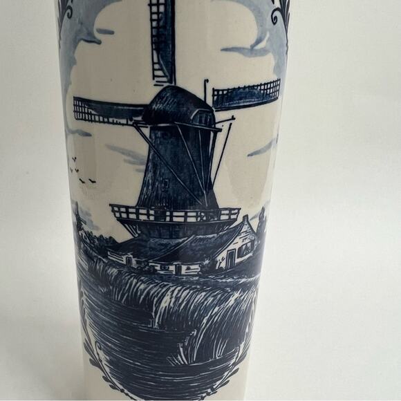 Vintage BOLS Delft Blue Corked Lidded Decanter Hand Painted Windmill Holland - Picture 8 of 12